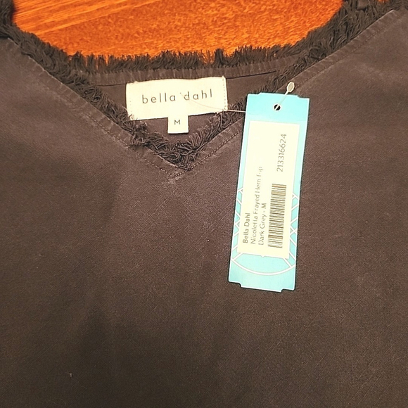 Bella Dahl Women's Medium Tank Dark Grey Nicoletta Frayed Hem A1 - Picture 2 of 7